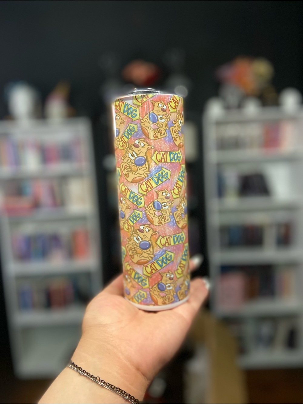 Cat Dog Stainless Party Tumbler - Pink/Orange